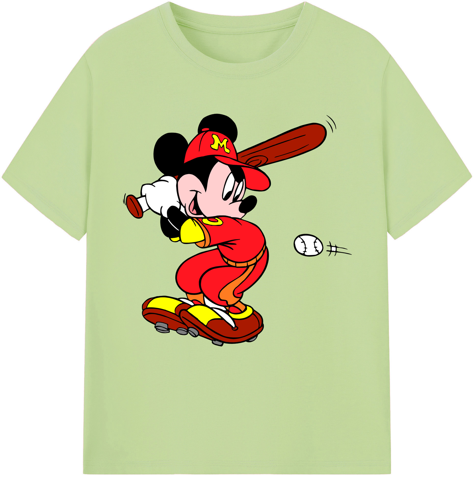（画像用） ミッキーマウス Mickey Mouse 綿100％半袖Tシャツ（フロントプリント）